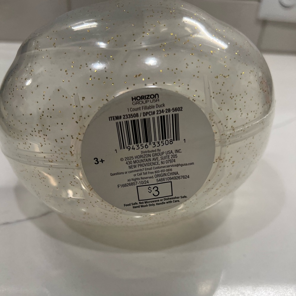 Plastic glitter fillable rubber duck container for kids - Picture 3 of 3